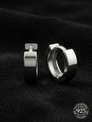 Erdobia 925 Ayar Gümüş Rodyum Kaplama Yuvarlak Unisex Huggie Halka Küpe - Çift (4X11MM)