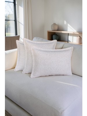 Visionario Kırlent Kılıfı - 3'lü Set Çift Taraflı Şönil Kumaş 45X45 cm ve 35X50 cm Dekoratif Ev Aksesuarı