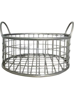 Go Dekor (Metalik Gümüş) Yuvarlak Metal Çok Amaçlı Sevimli Ekmek Sepeti