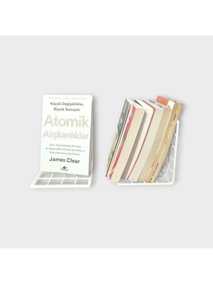 Go Dekor Beyaz Ikili Metal Dekoratif  Masaüstü Kitaplık  15X15CM