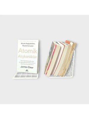 Go Dekor Beyaz Ikili Metal Dekoratif Masaüstü Kitaplık 15X15CM