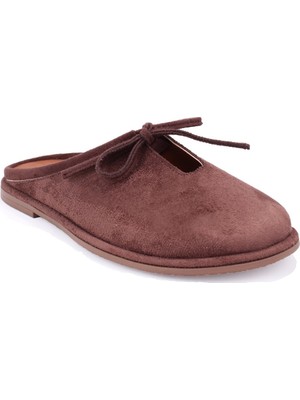 Dagoster DZA07-1048F16 Kahve Süet Düz Topuk Kadın Terlik