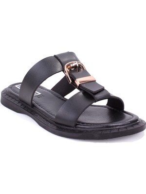 Dagoster DZA07-869132 Siyah Günlük Ortopedik Düz Taban Spor Kadın Terlik