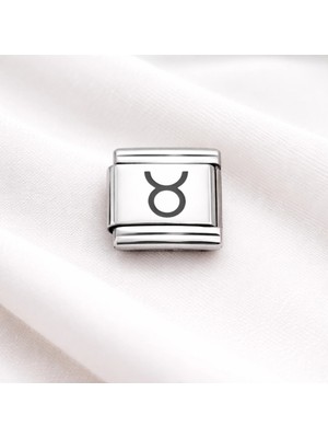 Nexgen Boğa Burcu Çelik Nomination Charm | Gümüş Burç Charm Paslanmaz Çelik Bileklik Aksesuarı