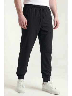 Veleno Erkek Siyah Paraşüt Kumaş Pantolon Paça Lastikli, Fermuarlı ve Arka Cepli