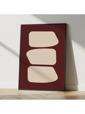 Rosaart Modern Minimal Bordo Krem Ahşap Çerçeveli Tablo–organik Formlar | Japandi & Iskandinav Duvar Dekoru