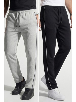 Veleno Erkek 2'li Avantajlı Paket Boydan Biyeli Beli Lastikli Baggy Eşofman Altı