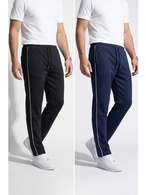 Veleno Erkek 2'li Avantajlı Paket Boydan Biyeli Beli Lastikli Baggy Eşofman Altı