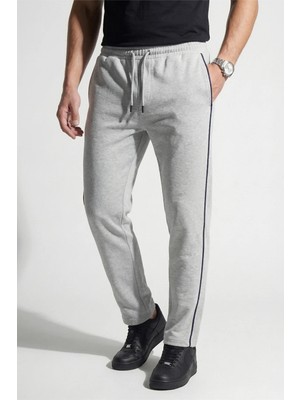 Veleno Erkek Gri Boydan Biyeli Beli Lastikli Baggy Eşofman Altı