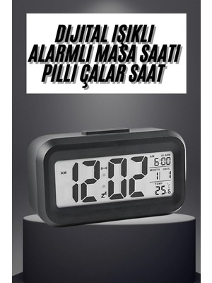 Kullanışlı Gece Dijital Masa Saati Dijital Alarmlı LED Ekran Pilli Çalar Saat Modern