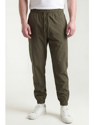 Veleno Erkek Haki Paraşüt Kumaş Pantolon Paça Lastikli, Fermuarlı ve Arka Cepli