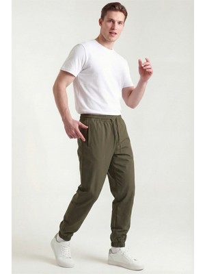 Veleno Erkek Haki Paraşüt Kumaş Pantolon Paça Lastikli, Fermuarlı ve Arka Cepli