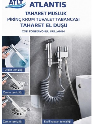 Tahret Musluk Prinç Krom Tuvalet Tabancası Taharet El Duşu Çok Fonksiyonlu Kullanım