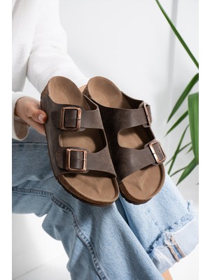 FootFrenzy Milano Çift Bantlı Tokalı Terlik | Rahat Taban Günlük Yazlık Sandalet - Terlik