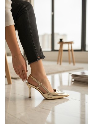 Enoch Kadın Sivri Burun Alçak Kadeh Topuklu Arkası Açık Aynalı Şık Ayakkabı