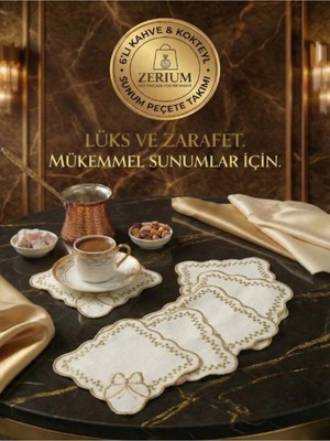 Zerium Premium 6’lı Kokteyl ve Kahve Altı Sunum Peçetesi Gold Kelebek Serisi