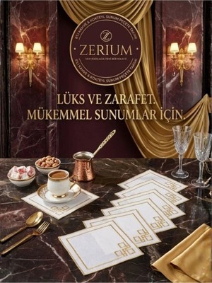 Zerium Premium 6’lı Kokteyl ve Kahve Altı Sunum Peçetesi Geometrik Gold Serisi 02
