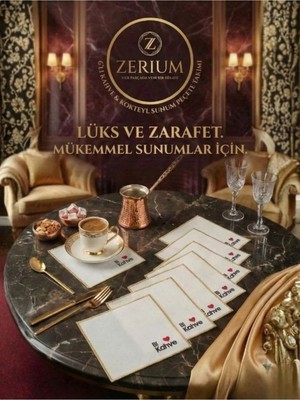 Zerium Premium 6’lı Kokteyl ve Kahve Altı Sunum Peçetesi Bi Kahve Serisi