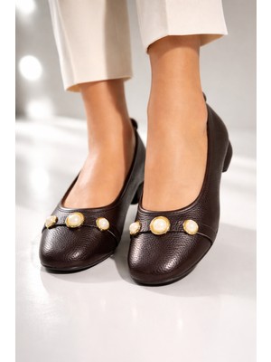 FootFrenzy Mono Kadın Babet Ayakkabı Inci Tokalı – Şık Günlük Kullanım, Konforlu Yumuşak Taban