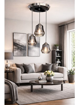 Minimal Elite Silver Chrome Trio Plafonyer Cam Avize