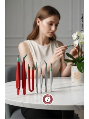 Calperia Premium 7 Parça Çelik Profesyonel Çiçek Bakım ve Teraryum Cımbız Seti - Lüks Bakım Kiti