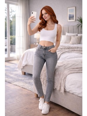 Rengamoda Kadın Denim Kumaş Jean Kot Pantolon