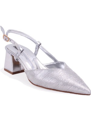 Dagoster DZA07-1296030 Gümüş 6,5 cm Kalın Topuklu Klasik Kadın Ayakkabı