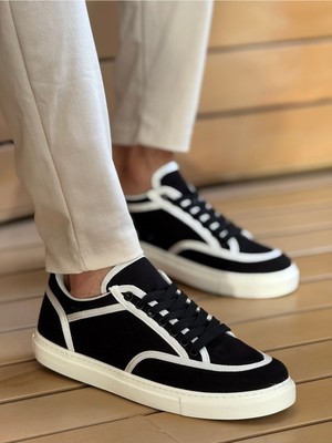 Chekich CH2505 - Keten Erkek Ayakkabı Siyah - Beyaz