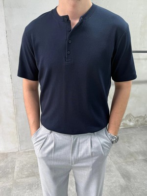 Difransel Jeans Erkek Slim Fit Düğmeli Yaka Fitilli Kısa Kollu T-Shirt