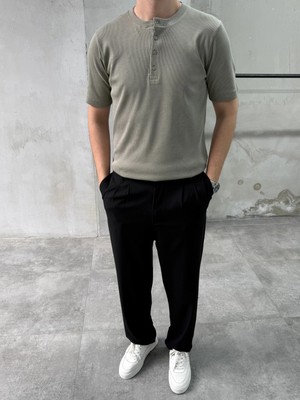 Difransel Jeans Erkek Slim Fit Düğmeli Yaka Fitilli Kısa Kollu T-Shirt