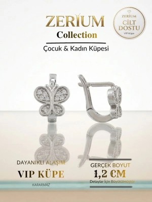 Zerium Çocuk ve Kadın Vıp Çelik Küpe Zarif Hafif Kelebek Serisi No:2