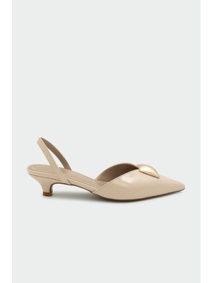 Laminta Ontri Gold Aksesuarlı Nude Kadın Topuklu Ayakkabı