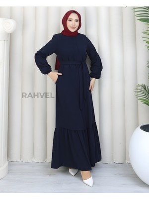 Moda Hayme Eteği Fırfırlı Ferace Lacivert