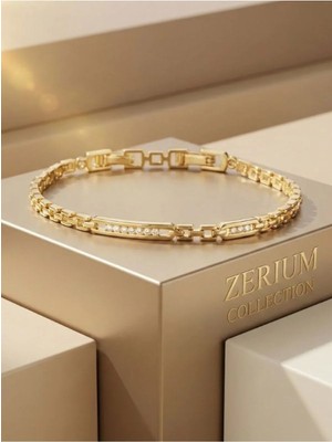 Zerium Minimal Zirkon Taşlı Kadın Vıp Bileklik Lüx Tasarım