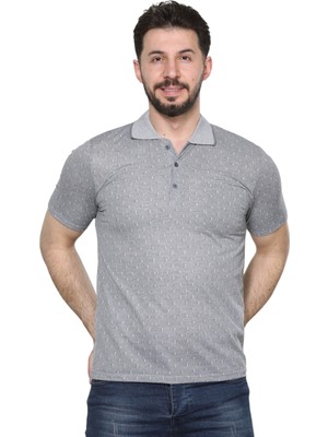 Hedefnur Tekstil Erkek Baba ve Orta Yaş Penye Tişört Yakalı Cepli Jakarlı Desenli Model Klasik Kesim