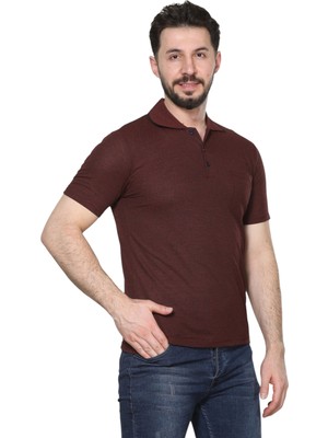 Hedefnur Tekstil Erkek Baba ve Orta Yaş Penye Tişört Yakalı Cepli Jakarlı Desenli Model Klasik Kesim