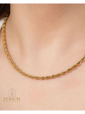 Zerium Altın Rengi Kaplama Şık Kadın Çelik Burgu Zincir Kolye (60CM) 316L
