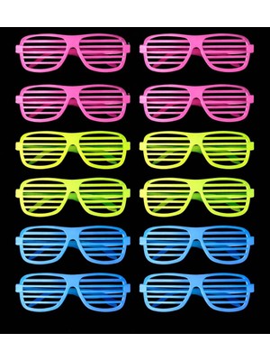 Nexgen Retro Neon Fosforlu Panjur Gözlük - 12 Adet