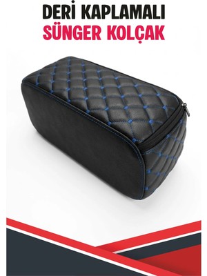 SacAyağı Hummer H3 Ile Uyumlu Sünger Kolçak Siyah Deri Mavi Dikişli