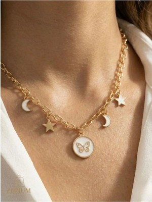 Zerium Kelebeğin Özgürlüğü Kadın Çelik Kolye 316 L