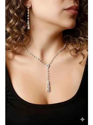 Luphira Su Yolu Gümüş Kaplama Kolye Küpe 2'li Set