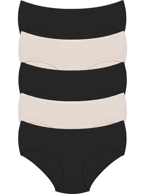 5 Adet Karışık Renk Iz Yapmayan Dikişsiz Lazer Kesim Görünmez Külot, Pamuklu Ağ,(3 Siyah 2 Ten)