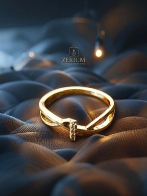 Zerium Golden Belt: Ince Kemer Detaylı Taşlı Çelik Yüzük 316L
