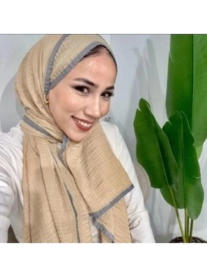 Modakaşmir Aminenesil Biyeli Müslin Şal Bej Gri Renk