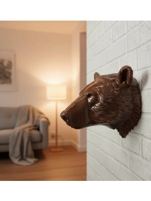 Lims Store Ev ve Ofis Için Dekoratif Ayı Başı Heykel Hediyelik Duvar Aksesuarı