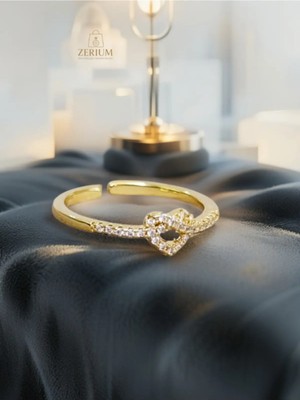 Zerium Minimal Taşlı Zarif Kalp Yüzük