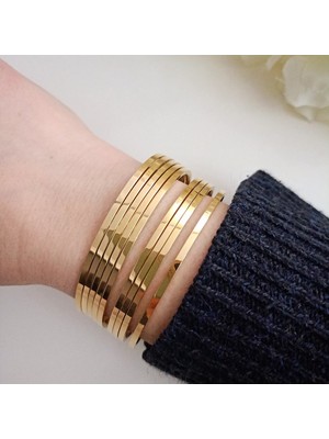 Lente Aksesuar 14K Altın Rengi 3'lü Ince Ajda Bilezik