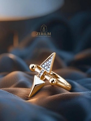 Zerium Rose Radiance: Xuping Taşlı Üçgen Formlu Çelik Kadın Yüzük 316L