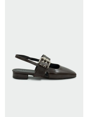 Laminta Vogue Toka Detaylı Acı Kahve Kadın Babet