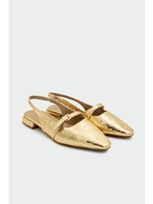 Laminta Icon Yılan Derisi Dokulu Gold Kadın Babet
